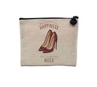 Pochette en Lin - Heels - Money Can't Buy Happiness Shoes - Trousse Maquillage en Toile Aspect Lin - Porte Monnaie - 15 x10 cm