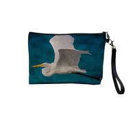 Pochette en Lin - Herons cendree vol Oiseau Animaux Nature - Trousse Maquillage en Toile Aspect Lin - Trousse de Toilette - 23,5 x15 cm