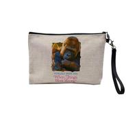 Pochette en Lin - How Old When Things Went Wrong Collage Vintage Illustration Art Humour Meme - Trousse Maquillage en Toile Aspect Lin - Trousse de Toilette - 23,5 x15 cm