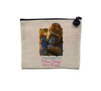 Pochette en Lin - How Old When Things Went Wrong Collage Vintage Illustration Art Humour Meme - Trousse Maquillage en Toile Aspect Lin - Porte Monnaie - 15 x10 cm