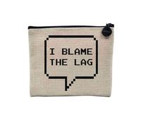 Pochette en Lin - I Blame The Lag Jeux Video Online Gaming Arcade Blague Geek 8 Bits Pixel - Trousse Maquillage en Toile Aspect Lin - Porte Monnaie - 15 x10 cm