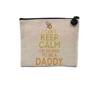 Pochette en Lin - I Can't Keep Calm I'm Going to be a Daddy Parodie Angleterre - Trousse Maquillage en Toile Aspect Lin - Porte Monnaie - 15 x10 cm