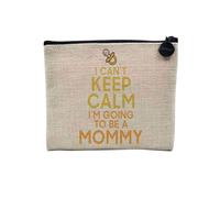 Pochette en Lin - I Can't Keep Calm I'm Going to be a Mommy Parodie Maman - Trousse Maquillage en Toile Aspect Lin - Porte Monnaie - 15 x10 cm