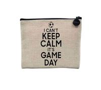 Pochette en Lin - I Can't Keep Calm It's Game Day Foot Match Samedi - Trousse Maquillage en Toile Aspect Lin - Porte Monnaie - 15 x10 cm