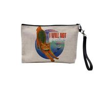 Pochette en Lin - I Will Not Overthink Chat Dauphin Collage Vintage Illustration Art Humour - Trousse Maquillage en Toile Aspect Lin - Trousse de Toilette - 23,5 x15 cm