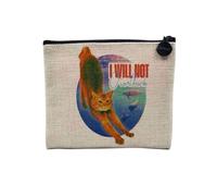 Pochette en Lin - I Will Not Overthink Chat Dauphin Collage Vintage Illustration Art Humour - Trousse Maquillage en Toile Aspect Lin - Porte Monnaie - 15 x10 cm