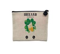 Pochette en Lin - Ireland is Calling Me Beer Party - Trousse Maquillage en Toile Aspect Lin - Porte Monnaie - 15 x10 cm
