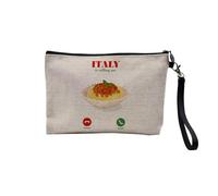 Pochette en Lin - Italia is Calling Me Spaghetti Food Stereotype - Trousse Maquillage en Toile Aspect Lin - Trousse de Toilette - 23,5 x15 cm