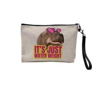 Pochette en Lin - It's Just Water Weight Collage Vintage Illustration Art Humour Parodie Meme - Trousse Maquillage en Toile Aspect Lin - Trousse de Toilette - 23,5 x15 cm