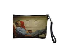Pochette en Lin - Jacques Chirac Swag Vintage President France Avion - Trousse Maquillage en Toile Aspect Lin - Trousse de Toilette - 23,5 x15 cm