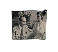 Pochette en Lin - Jacques Et Bernadette Chirac Vintage President France - Trousse Maquillage en Toile Aspect Lin - Porte Monnaie - 15 x10 cm