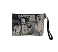 Pochette en Lin - Jacques Et Bernadette Chirac Vintage President France - Trousse Maquillage en Toile Aspect Lin - Trousse de Toilette - 23,5 x15 cm