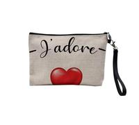 Pochette en Lin - J'adore Le Midi Pyrenees Region de France Toulouse - Trousse Maquillage en Toile Aspect Lin - Trousse de Toilette - 23,5 x15 cm