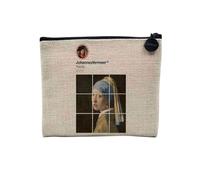 Pochette en Lin - Johannes Vermeer Réseaux Sociaux Peinture Peintre - Trousse Maquillage en Toile Aspect Lin - Porte Monnaie - 15 x10 cm