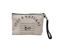Pochette en Lin - Just B Natural Musique Musicien Instrument Solfège - Trousse Maquillage en Toile Aspect Lin - Trousse de Toilette - 23,5 x15 cm