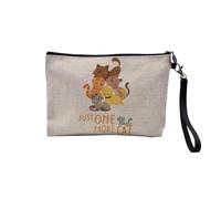 Pochette en Lin - Just One More Cat Chat Chaton Illustration Dessin - Trousse Maquillage en Toile Aspect Lin - Trousse de Toilette - 23,5 x15 cm
