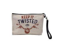 Pochette en Lin - Keep It Twisted Motorcycle Big Bike Old Bike Cafe Racer - Trousse Maquillage en Toile Aspect Lin - Trousse de Toilette - 23,5 x15 cm