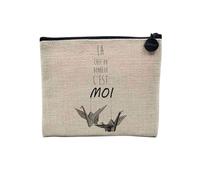 Pochette en Lin - la Chef du Bonheur C'est Moi Origamis Suspendus - Trousse Maquillage en Toile Aspect Lin - Porte Monnaie - 15 x10 cm
