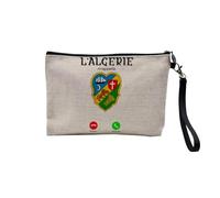 Pochette en Lin - L'Algérie m'appelle Culture Voyage Alger - Trousse Maquillage en Toile Aspect Lin - Trousse de Toilette - 23,5 x15 cm