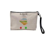 Pochette en Lin - L'Algérie m'appelle Voyage Culture Tourisme - Trousse Maquillage en Toile Aspect Lin - Trousse de Toilette - 23,5 x15 cm
