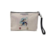 Pochette en Lin - L'Argentine m'appelle Voyage Passion Tango Dance - Trousse Maquillage en Toile Aspect Lin - Trousse de Toilette - 23,5 x15 cm