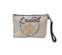 Pochette en Lin - L'avocat Le Plus Génial du Monde Justice Loi Tribunal Procès Métier - Trousse Maquillage en Toile Aspect Lin - Trousse de Toilette - 23,5 x15 cm