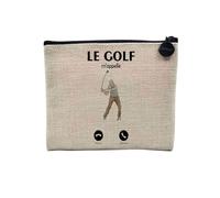 Pochette en Lin - Le Golf m'appelle Loisir Sport Green - Trousse Maquillage en Toile Aspect Lin - Porte Monnaie - 15 x10 cm