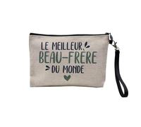 Pochette en Lin - Le Meilleur Beau-Frère du Monde Famille Idée Cadeau - Trousse Maquillage en Toile Aspect Lin - Trousse de Toilette - 23,5 x15 cm