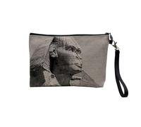 Pochette en Lin - Le Sphynx Vallée du Nil Egypte Photo Noir et Blanc - Trousse Maquillage en Toile Aspect Lin - Trousse de Toilette - 23,5 x15 cm