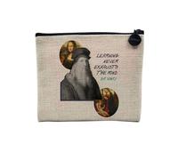 Pochette en Lin - Learning Never Exhausts The Mind Da Vinci Quotes Inspirational Artistic - Trousse Maquillage en Toile Aspect Lin - Porte Monnaie - 15 x10 cm