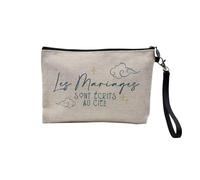 Pochette en Lin - Les Mariages sont écrits au Ciel Amour Astrologie Bohémien - Trousse Maquillage en Toile Aspect Lin - Trousse de Toilette - 23,5 x15 cm