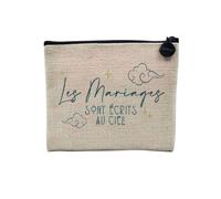 Pochette en Lin - Les Mariages sont écrits au Ciel Amour Astrologie Bohémien - Trousse Maquillage en Toile Aspect Lin - Porte Monnaie - 15 x10 cm