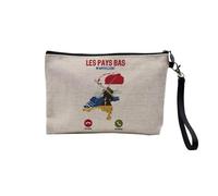 Pochette en Lin - Les Pays Bas m'appellent Voyage Passion Tourisme - Trousse Maquillage en Toile Aspect Lin - Trousse de Toilette - 23,5 x15 cm