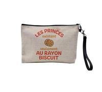 Pochette en Lin - Les Princes existent Seulement au Rayon Biscuit - Trousse Maquillage en Toile Aspect Lin - Trousse de Toilette - 23,5 x15 cm
