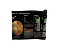 Pochette en Lin - Les Volcans sur Venus en Anglais Poster Scientifique - Trousse Maquillage en Toile Aspect Lin - Porte Monnaie - 15 x10 cm