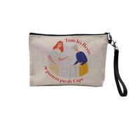 Pochette en Lin - Les Vrais Héros - Aide Soignante Infirmière Métier - Trousse Maquillage en Toile Aspect Lin - Trousse de Toilette - 23,5 x15 cm