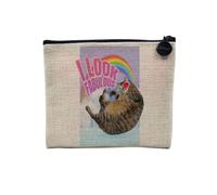Pochette en Lin - Look Fabulous Chat Collage Vintage Illustration Art Humour Parodie Animal - Trousse Maquillage en Toile Aspect Lin - Porte Monnaie - 15 x10 cm