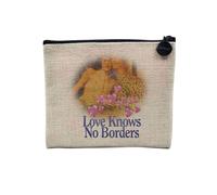 Pochette en Lin - Love Knows No Borders Collage Vintage Illustration Art Humour Parodie Meme Blague - Trousse Maquillage en Toile Aspect Lin - Porte Monnaie - 15 x10 cm