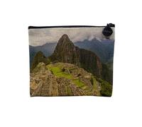 Pochette en Lin - Machu Picchu UNESCO Patrimoine Mondiale Peru Incas - Trousse Maquillage en Toile Aspect Lin - Porte Monnaie - 15 x10 cm