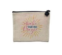Pochette en Lin - Make Your Own Magic Typographie Message Motivation Positivité - Trousse Maquillage en Toile Aspect Lin - Porte Monnaie - 15 x10 cm