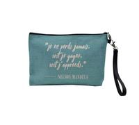 Pochette en Lin - Mandela Perds Gagne Francais Citation Inspirante - Trousse Maquillage en Toile Aspect Lin - Trousse de Toilette - 23,5 x15 cm