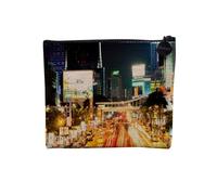 Pochette en Lin - Metropole de Nuit Lumiere Traffic - Trousse Maquillage en Toile Aspect Lin - Porte Monnaie - 15 x10 cm