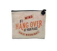 Pochette en Lin - Mind If I Hangover at Your Place Cuite Bar - Trousse Maquillage en Toile Aspect Lin - Porte Monnaie - 15 x10 cm