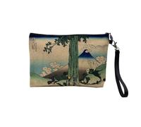 Pochette en Lin - Mishima Art Japon Peinture Pass in Kai Province Mont Fuji - Trousse Maquillage en Toile Aspect Lin - Trousse de Toilette - 23,5 x15 cm