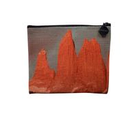 Pochette en Lin - Montagne Rouge Pics Neige Paysage Nature Sauvage - Trousse Maquillage en Toile Aspect Lin - Porte Monnaie - 15 x10 cm