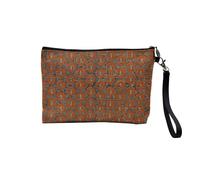 Pochette en Lin - Motif Petal Ancien Abstrait Impression Art Orange Forme - Trousse Maquillage en Toile Aspect Lin - Trousse de Toilette - 23,5 x15 cm
