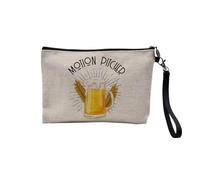 Pochette en Lin - Motion Pitcher Bar Beer Cinema Party - Trousse Maquillage en Toile Aspect Lin - Trousse de Toilette - 23,5 x15 cm