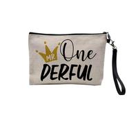 Pochette en Lin - Mr One Derful Merveilleux Wonderful Papa Père - Trousse Maquillage en Toile Aspect Lin - Trousse de Toilette - 23,5 x15 cm