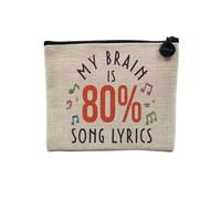 Pochette en Lin - My Brain is 80% Song Lyrics Song Pop Music - Trousse Maquillage en Toile Aspect Lin - Porte Monnaie - 15 x10 cm