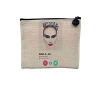Pochette en Lin - Nina S. The Black Swan Social Network Dating Love - Trousse Maquillage en Toile Aspect Lin - Porte Monnaie - 15 x10 cm